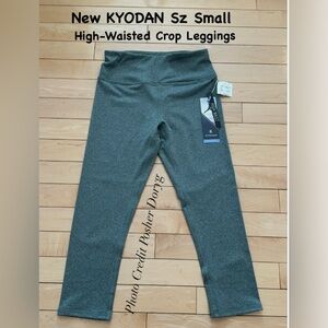 New Kyodan Heathered Green/Grey,High-Waisted Crop Leggings